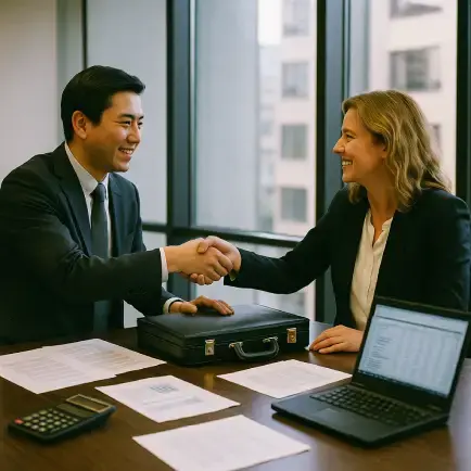 man and woman shaking hands