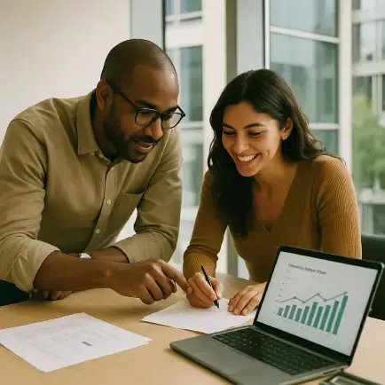 man and woman filling in form