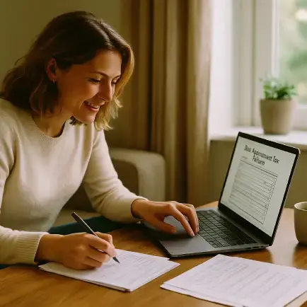 lady doing self assessment tax form